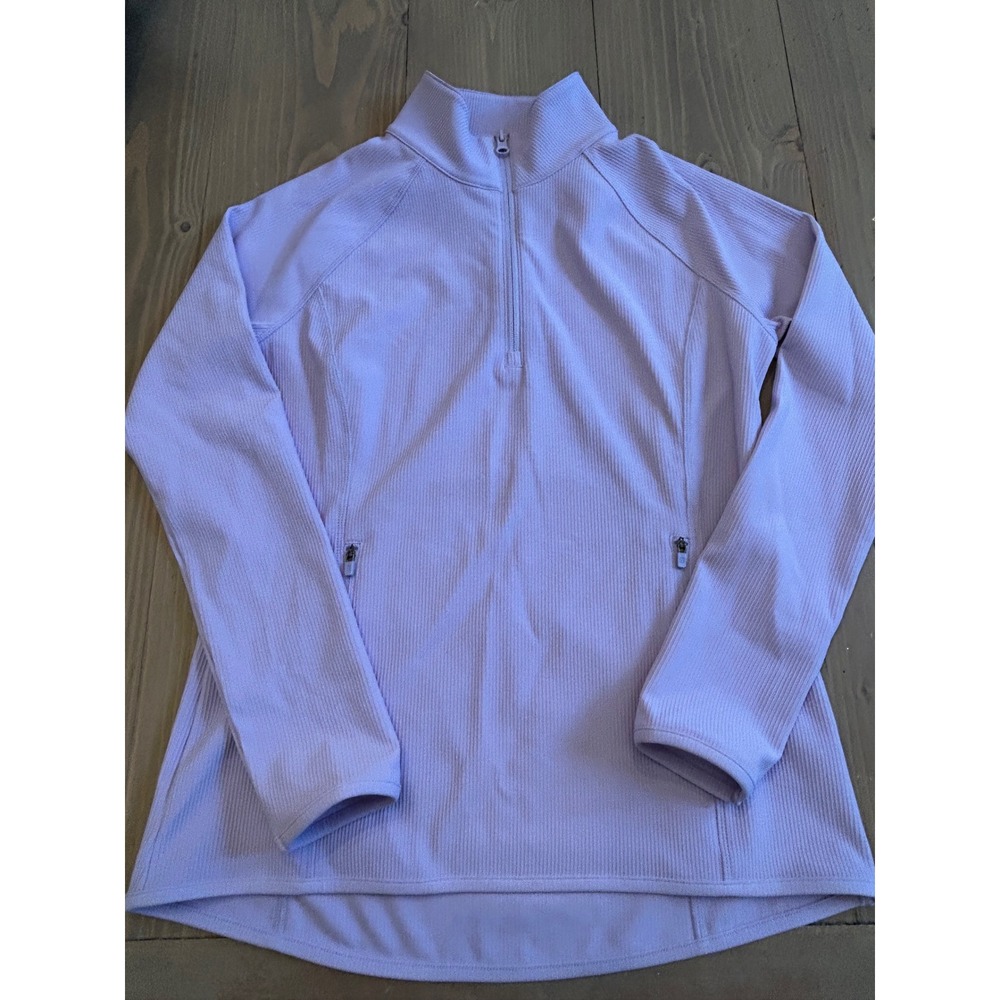 G17 T by Talbots Women Lavender‎ Purple Ribbed Quarter Zip Active Top Small